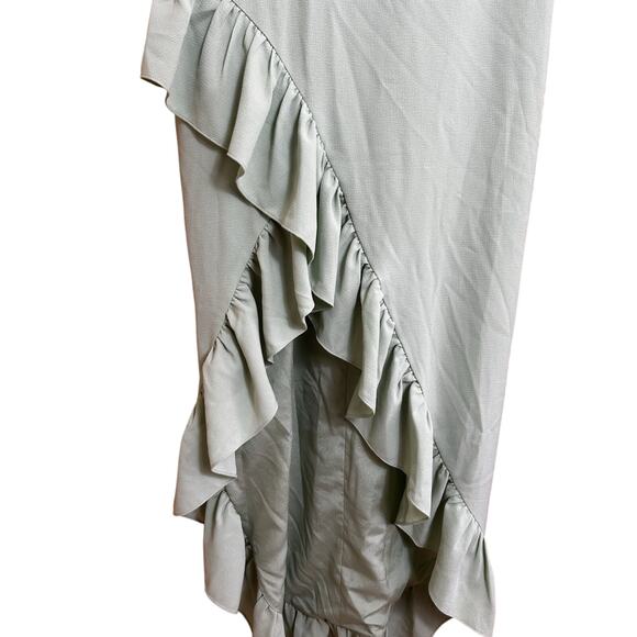 Dress the Population Charlene Ruffle Gown Dress Sage Green Large Wedding - Picture 8 of 13